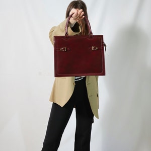 genuine vintage leather handbag I 70s I dark red bag I second-hand accessory I retro bag I chic accessory image 7