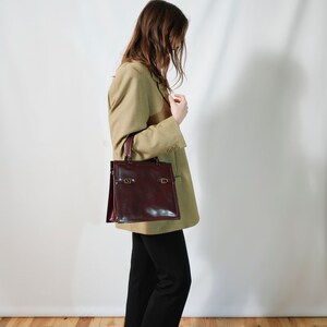 genuine vintage leather handbag I 70s I dark red bag I second-hand accessory I retro bag I chic accessory image 6