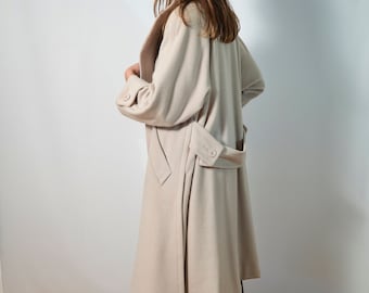 RARE PIECE - Cashmere and wool long coat I women's beige coat I elegant coat I chic warm coat - Made in France