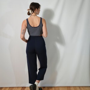 Vintage navy blue pants I made in France I light high waisted pants I size 38 I straight cut I Size M I plain I minimalist image 6