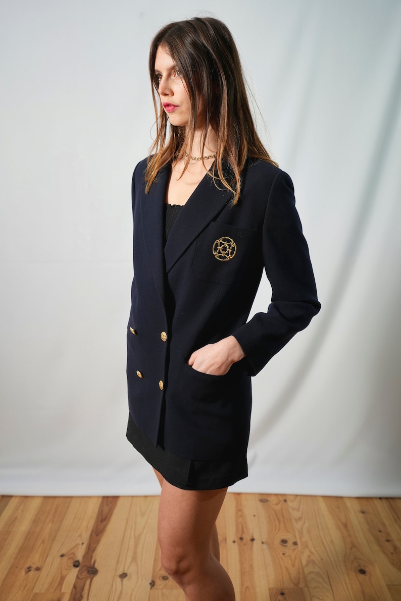 80s FOUKS PARIS blazer bleu marine vintage I madeinfrance I blazer 100% laine I T.40 image 3