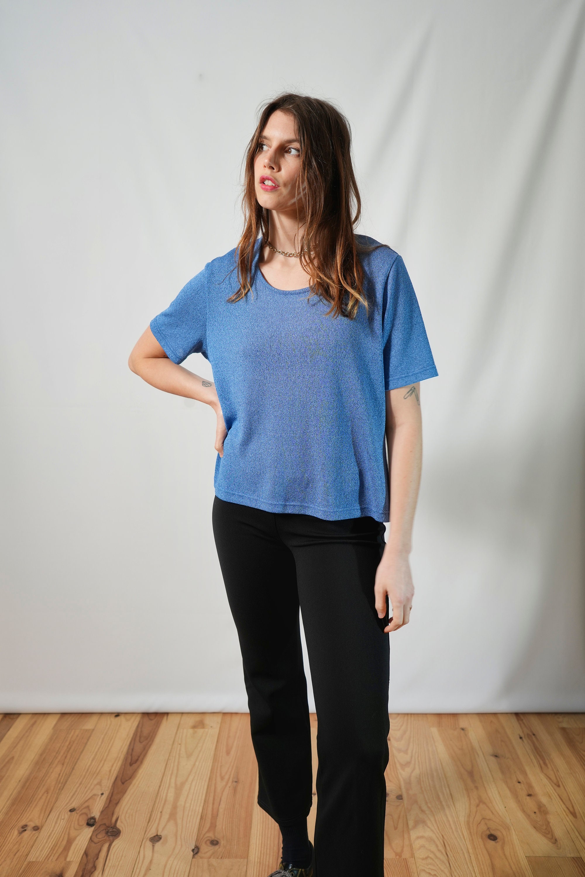 Tee-shirt Voile Imprimé Fred Sabatier - Taille 52 Beige/bleu - Manches Courtes Doublé