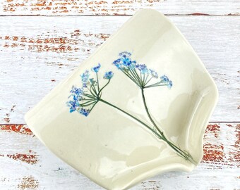 Blue wildflower self draining soap dish.