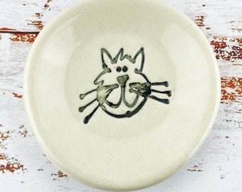 Cat Face Tea Bag Rest, Coffee Spoon Holder or Jewelry Dish