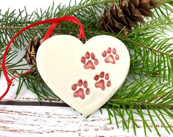 Paw Prints on my Heart Christmas  Ornament