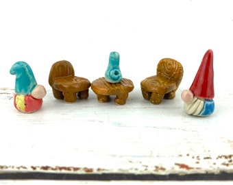 Tiny Gnome Set for your Fairy Garden, Terrarium or Planter