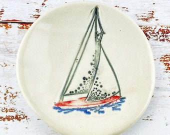 Sailboat Tea Bag Rest, Coffee Spoon Holder or Ring Dish