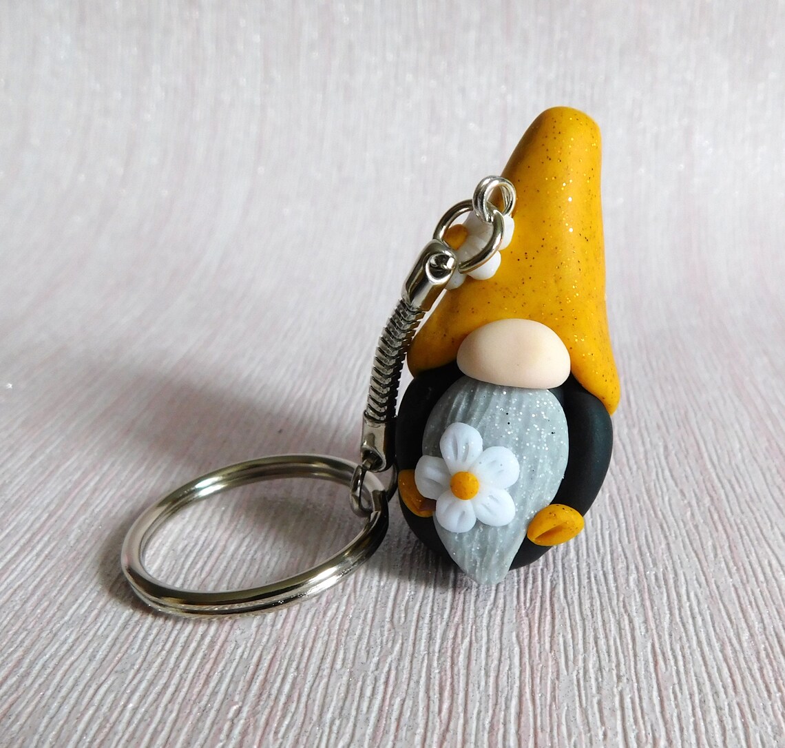 Gonk Keyring Spring Yellow Gnome Keychains Funny Cute Etsy