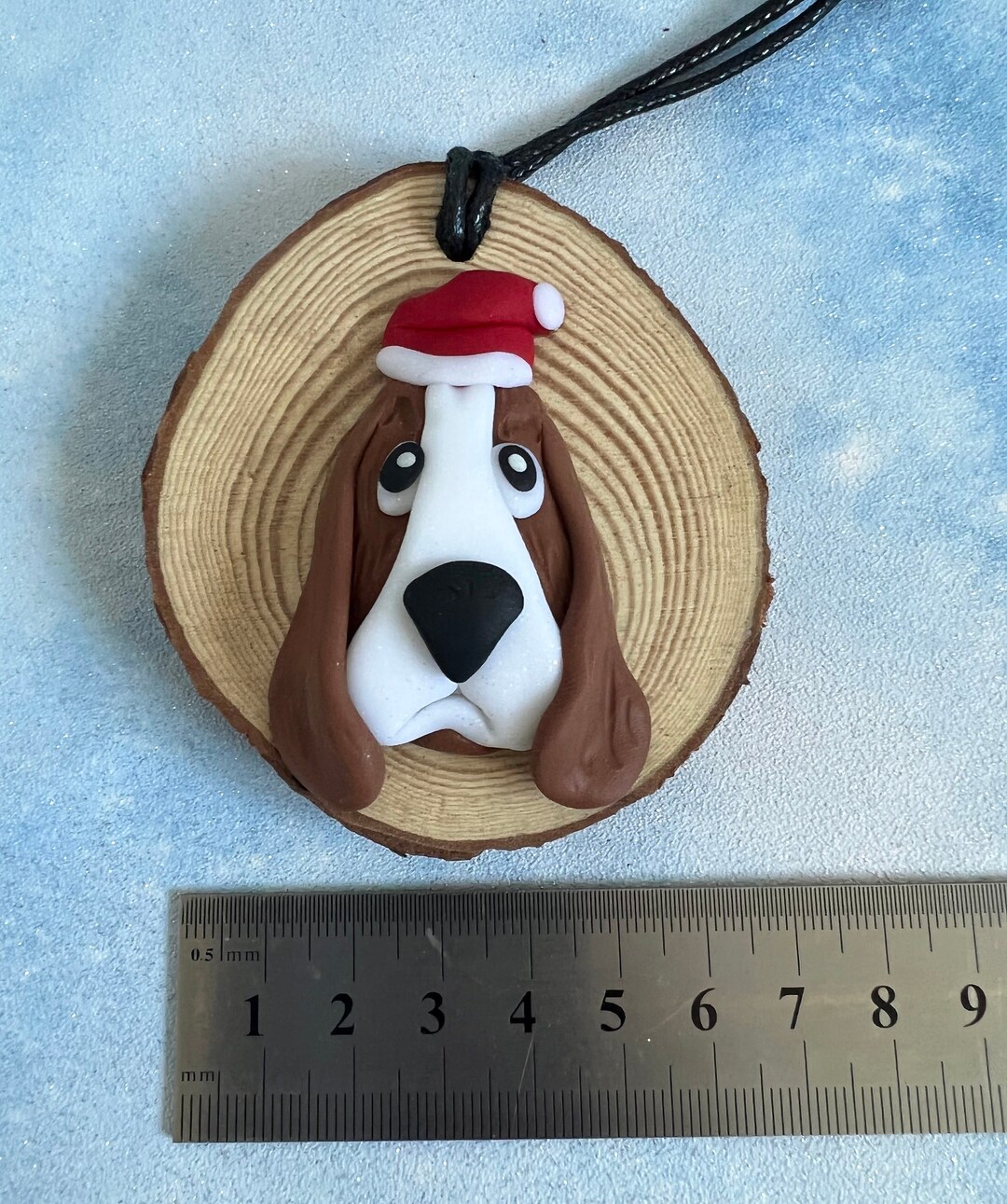 1 X Basset Hound Christmas Tree Decoration, Gift, Hanging, Wood, Decor