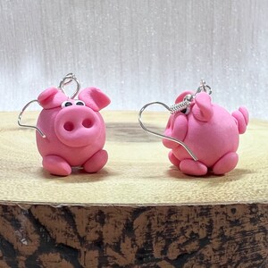 Piggy Pig Earrings, Christmas, Xmas Novelty, gift, Handmade, NEW, dangly, drop, Stocking filler, Cute, UK, Funny, silly, Secret Santa