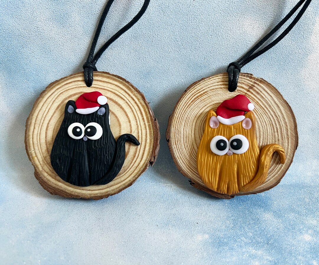 1 X Cat Christmas Tree Decoration Gift Hanging Wood Decor Etsy UK