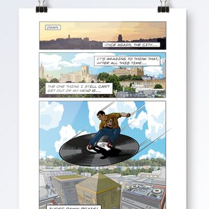 Supafresh Comic Book Art Print: Vinyl Record Skateboarder