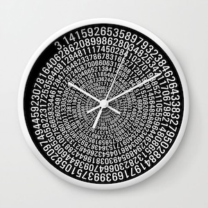 Pi wall clock, Mathematics Gift, gift for math teacher, Typography wall clock, Math timepiece, 794 decimal places of Pi wall clock - Black
