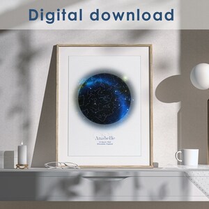 Carte du ciel d'anniversaire personnalisée, cadeau d'anniversaire carte du ciel étoilé, carte des étoiles personnalisée, carte du ciel céleste, carte du jour de votre naissance