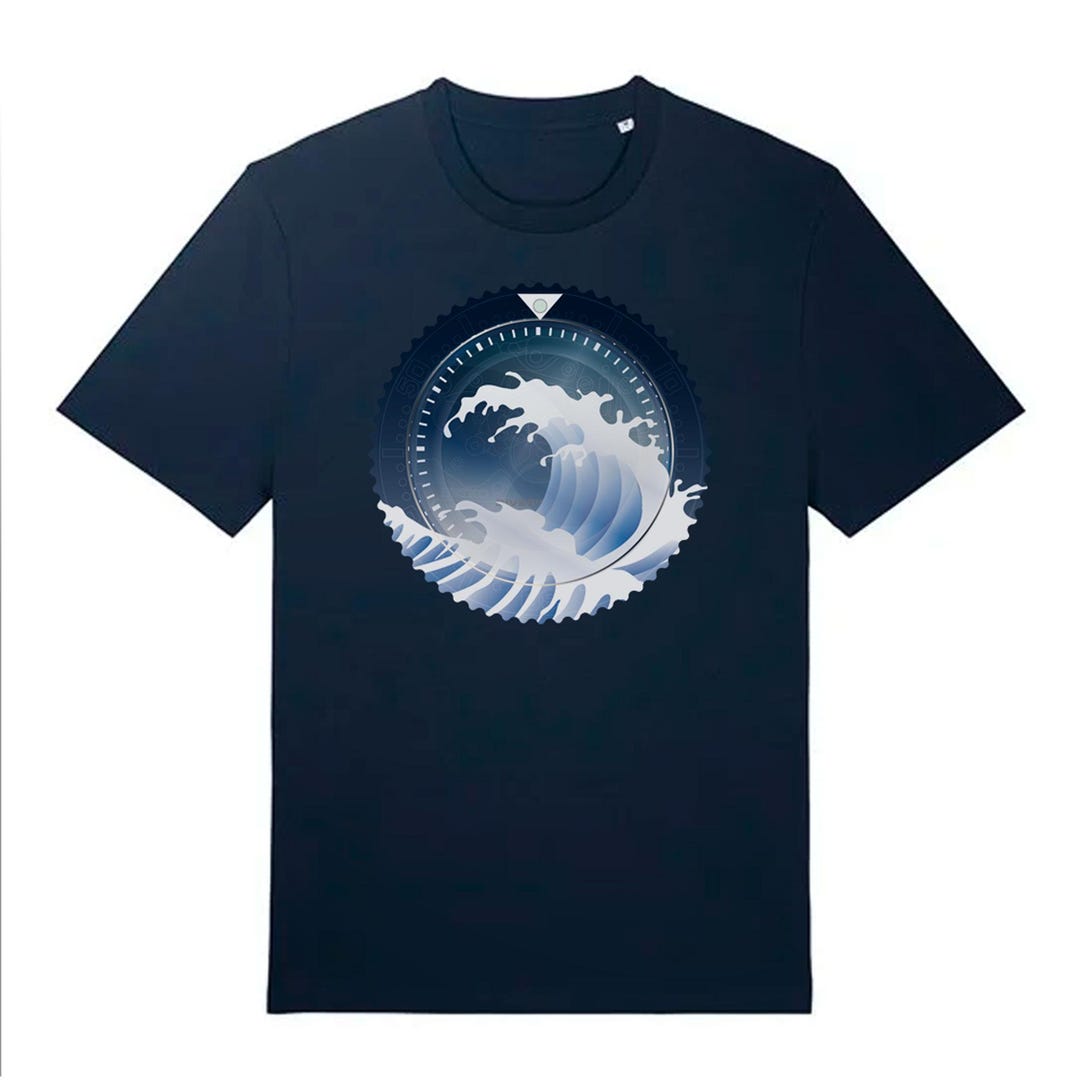 SKX Taucheruhr Kunst T-Shirt: Hokusai Wave Horology Art