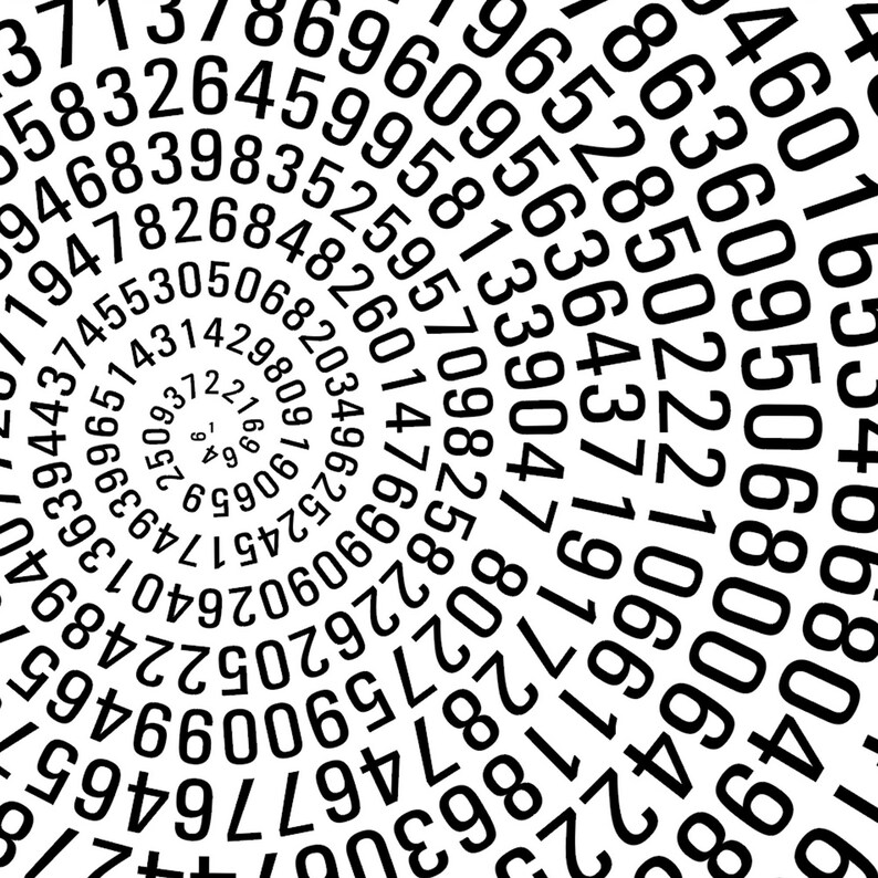 1090 Decimal Places of Pi Art Print Numbers of Pi Etsy