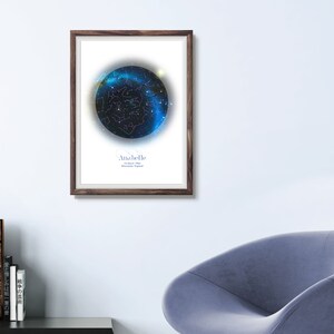 Cadeau d'anniversaire personnalisé carte des étoiles du ciel nocturne, carte des étoiles personnalisée, carte des étoiles de la date de naissance, carte des étoiles d'anniversaire, date de naissance, carte des étoiles de l'heure et de l'emplacement