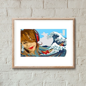Japanese ukiyo-e style print, Hokusai Wave illustration, Japanese wall art, The Great wave print, The Great Wave off Kanagawa fine art print