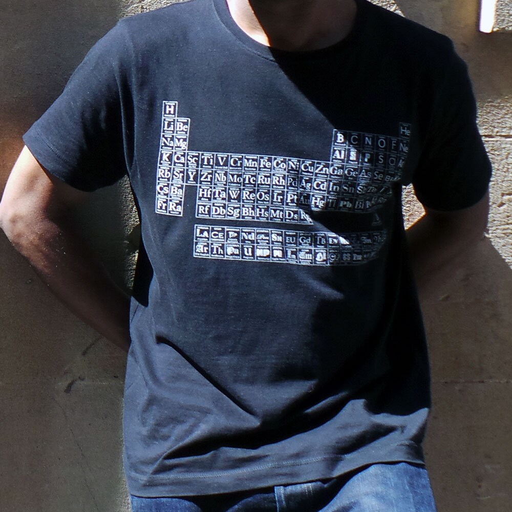 Image of Typographic Periodic Table Of Elements Men's T Shirt For Typography Geeks & Chemistry