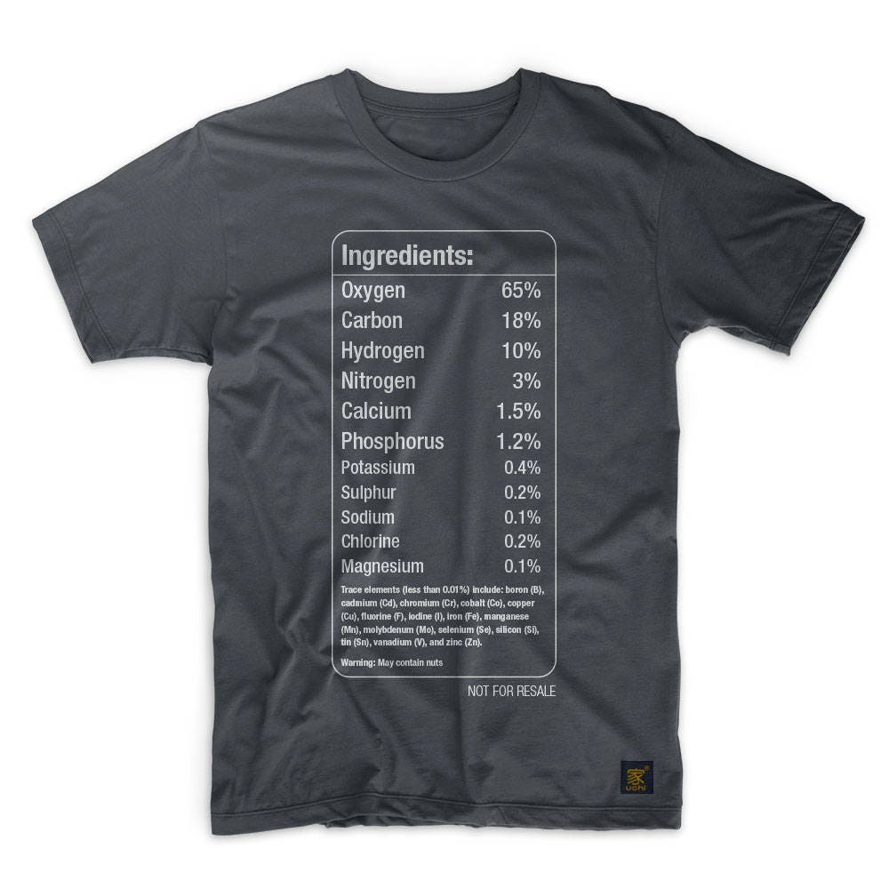 Image of Chemistry T Shirt - Chemical Elements Of The Human Body Men's Typography Science By Uchi Clothing