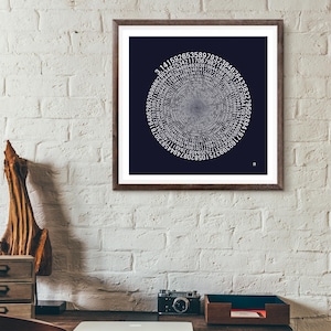 Mathematik Geschenk, Mathe PI Kunstdruck Geschenk für Mathelehrer, Typografie Kunstdruck, Mathe Poster, 1090 Dezimalstellen Pi Wandkunst - SCHWARZ