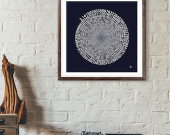Mathematics Gift, Math PI art print gift for math teacher, Typography art print, Maths poster, 1090 decimal places of Pi wall art - BLACK