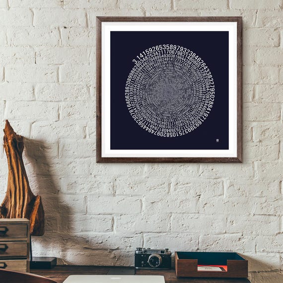 Mathematics Gift, Math PI art print gift for math teacher, Typography art print, Maths poster, 1090 decimal places of Pi wall art - BLACK