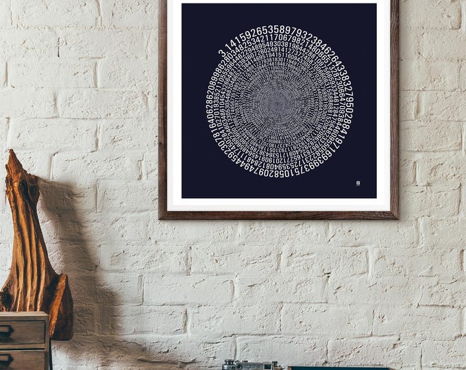 Mathematics Gift, Math PI art print gift for math teacher, Typography art print, Maths poster, 1090 decimal places of Pi wall art - BLACK