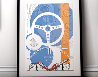 Impression d'art de montre Heuer Monaco : Steve McQueen, affiche d'horlogerie vintage