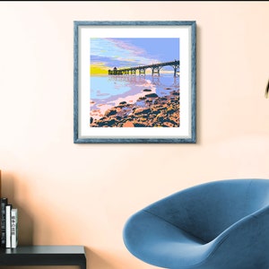 Clevedon Pier fine art print - Sunset Seascape Wall Art - Clevedon Victorian Pier, Somerset UK, Clevedon Pier coastline fine art print