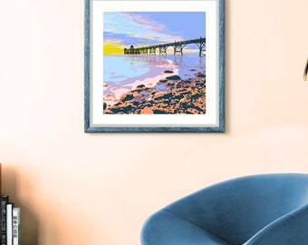 Clevedon Pier Sunset Art Print: Somerset Seascape Wall Decor