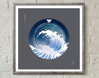 SKX Diver Watch Art Print: Hokusai Wave Horology Wall Decor, watch art gift