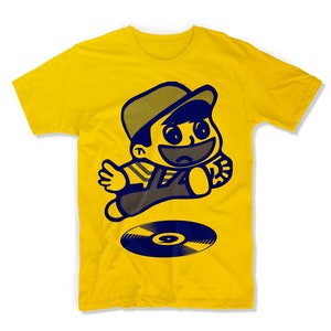 Let's Go! Cartoon character t shirt - Japanese character t shirt - vinyl records t shirt - graphic hand screen printed T shirt
