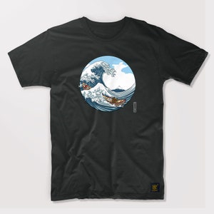 The Great Sound Wave off Kanagawa T shirt - Hiroshge&#39;s ukiyo-e The Great Hokusai Wave inspired graphic illustration T shirt by uchi clothing