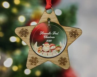 Personalisierte Christbaumkugel Baum Dekoration - Babys First Xmas 2023 Personalisiert mit Name Einzigartiges Geschenk