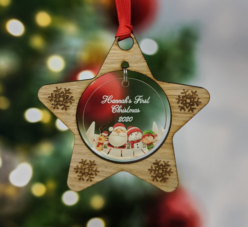 Personalised Christmas Bauble Tree Decoration Babys First - Etsy UK