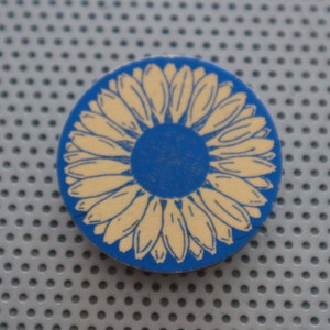 Sunflower pin 1.5" pinback handmade. Anti Putin Ukraine Ukrainian anti-war protest art badge artwork print flair button flag grow seeds
