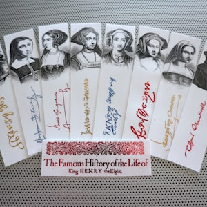 Henry VIII bookmarks set of 9 Anne Boleyn Catherine Jane King 8 Queens Wolf Hall English history England Britain UK Tudors Cromwell six whm