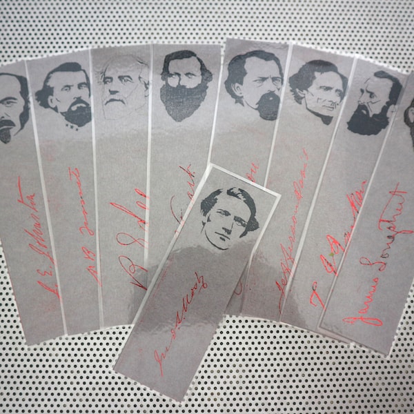 Civil War bookmarks Heroes of the Confederacy set of 9 American historical bookmarks / Forrest Davis Robert E Lee Stonewall Jackson JEB