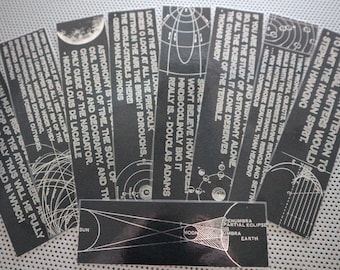 Astronomy bookmark set of quotes physics scientific books physicist scientist science math stars moon planets galaxy telescope astronomers