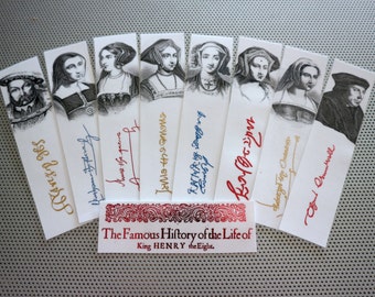 Henry VIII bookmarks set of 9 Anne Boleyn Catherine Jane King 8 Queens Wolf Hall English history England Britain UK Tudors Cromwell six whm