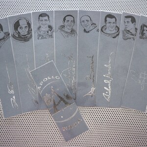 Apollo Astronauts bookmarks set of 9 handmade NASA space program Neil Armstrong Chaffee Anders Duke Gordon moon landing lunar flight