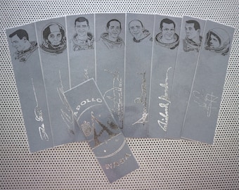 Apollo Astronauts bookmarks set of 9 handmade NASA space program Neil Armstrong Chaffee Anders Duke Gordon moon landing lunar flight