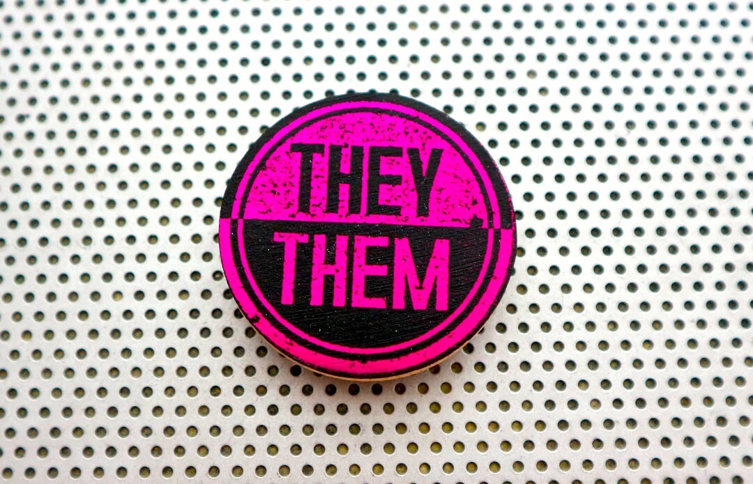 Gender Neutral Pin. They Them Pronoun 1.5 Pinback Badges or Buttons ...