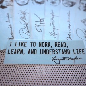 Black writers bookmarks / set of nine handmade African American portraits poets activists book blue Langston Hughes Baldwin Douglass blm image 7