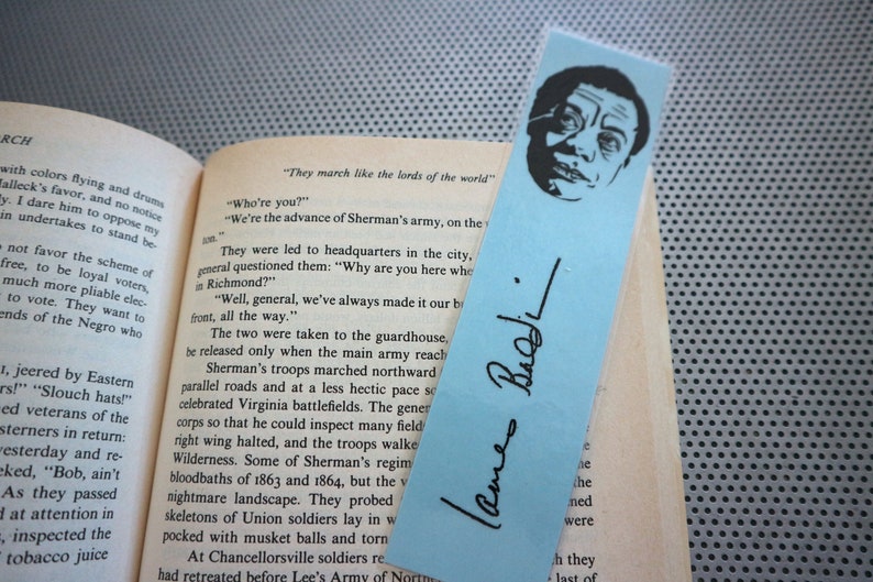 Black writers bookmarks / set of nine handmade African American portraits poets activists book blue Langston Hughes Baldwin Douglass blm image 4
