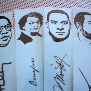 Black writers bookmarks / set of nine handmade African American portraits poets activists book blue Langston Hughes Baldwin Douglass blm image 5