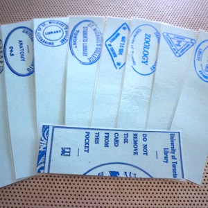 Toronto Lesezeichen Set von 9 Bibliotheksstempel Bibliotheksstempel / Universität UofT Forscher Autoren Autoren Leser PhD Ex Libris College blau tan