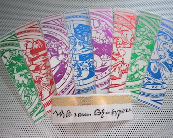 Marcadores de Shakespeare Grandes éxitos: juego de 9 marcapáginas hechos a mano en varios colores de papel de aluminio / Regalo para estudiantes y profesores de teatro inglés