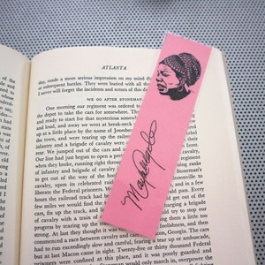 Black women writers bookmarks / set of nine handmade African American portraits poets feminist activists book mark black on pink whm blm image 2